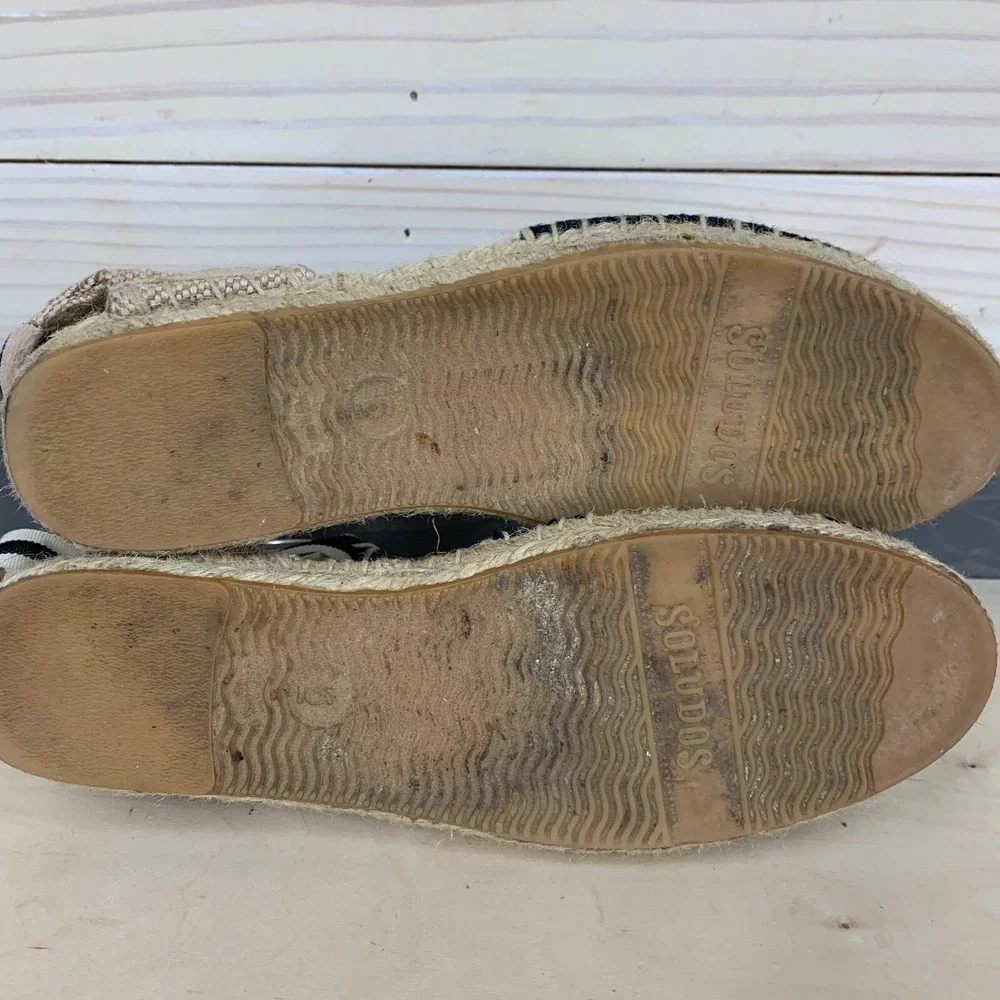 Soludos Sandals‎ 6 Black Woven Espadrilles Lace Ankle Flats Boho Beach
